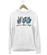 Load image into Gallery viewer, Peace, Love &amp; Dogs Hoodie (Unisex)